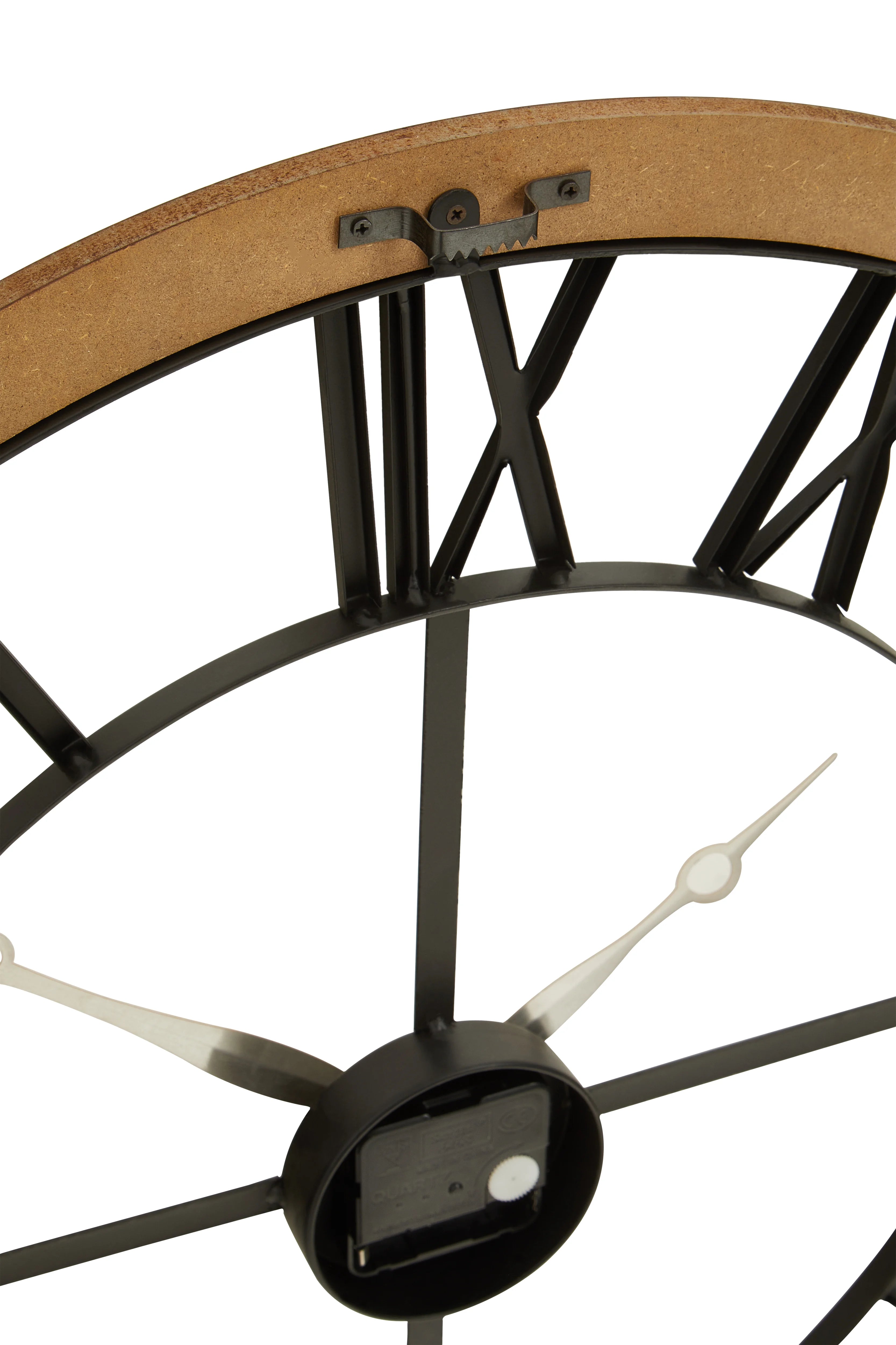 Esme Natural Wood & Black Skeleton Roman Numeral Wall Clock
